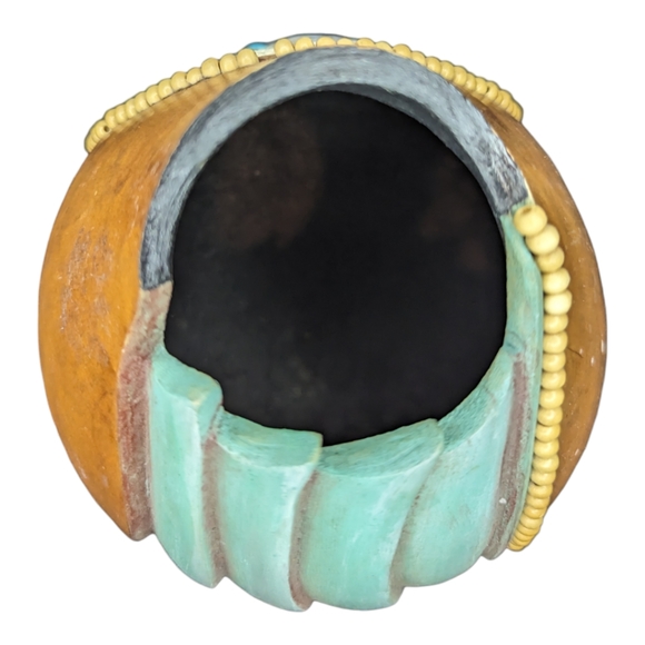 Dragonfly turquoise decorative gourd. - Picture 3 of 8